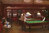 Jean Beraud Canvas Paintings - A Game of Billiards